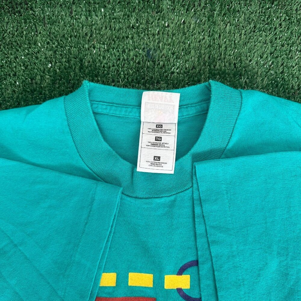 Vintage 90s Atlanta Underground T-Shirt Teal XL Single Stitch Tourist Colorful - Picture 4 of 6